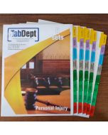Package of five sets of index tab dividers for personal injury lawyers
